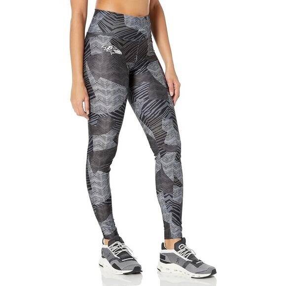 Zubaz NFL Apparel Womens Large Baltimore Ravens Patchwork Zebra Legging NWOT - Picture 1 of 2